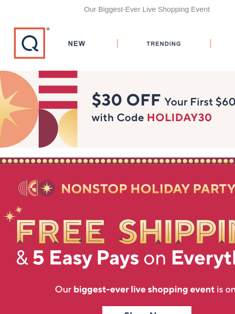 qvcemail newsletter: For 72 hours: Free Ship & 5 Easy Pays!