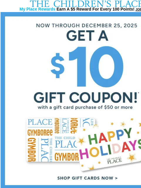 childrensplace newsletter: Holiday cheer is here! 🎄 Get $10 Off $40+ your ne...