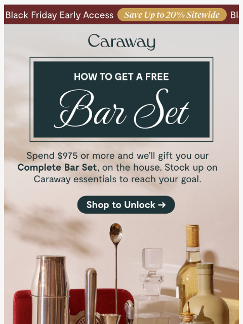 carawayhome newsletter: 🍸 How to Unlock Your FREE Bar Set