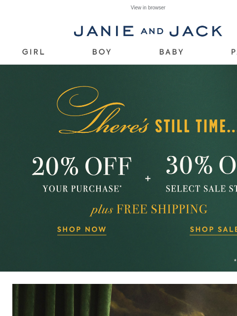 janieandjack newsletter: You get free shipping & 30% off select styles