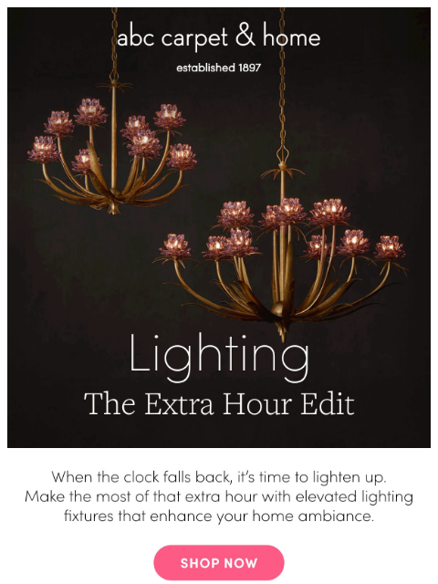 abchome newsletter: The Extra Hour Edit
