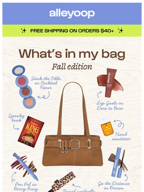 meetalleyoop newsletter: What’s in my bag