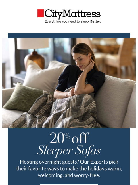 citymattress newsletter: Make Room for Guests (and Save 20%)
