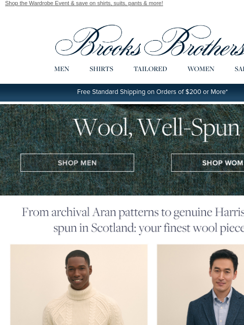 brooksbrothers newsletter: Wool, refined for your season + special pricing