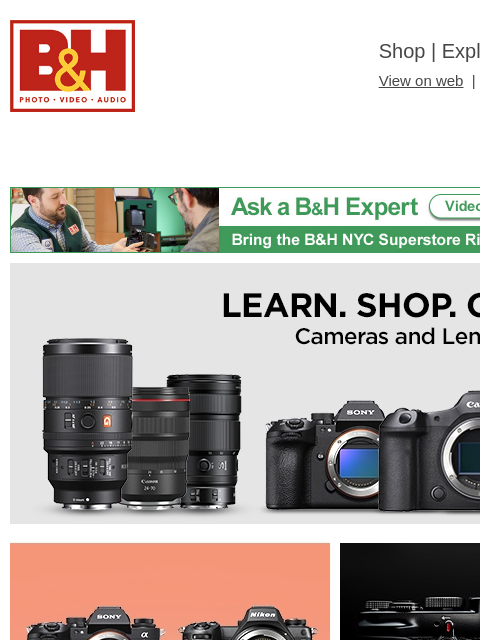 bhphotovideo newsletter: Your Guide to Mirrorless Cameras and Lenses!