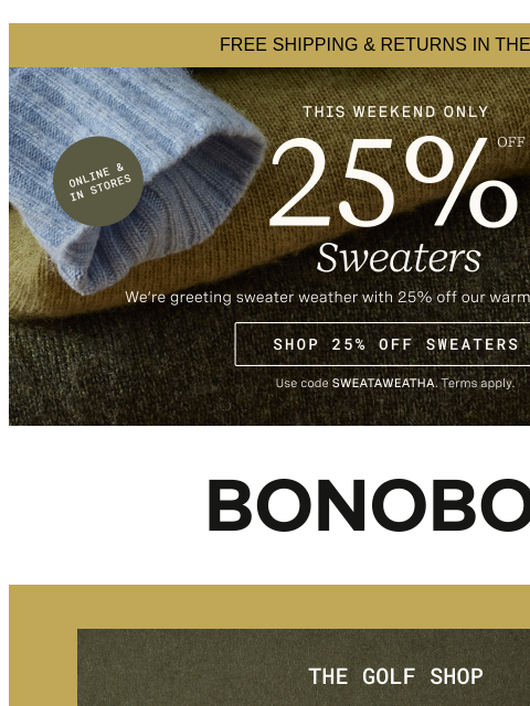 bonobos newsletter: Golf Gear You Can Wear All Year