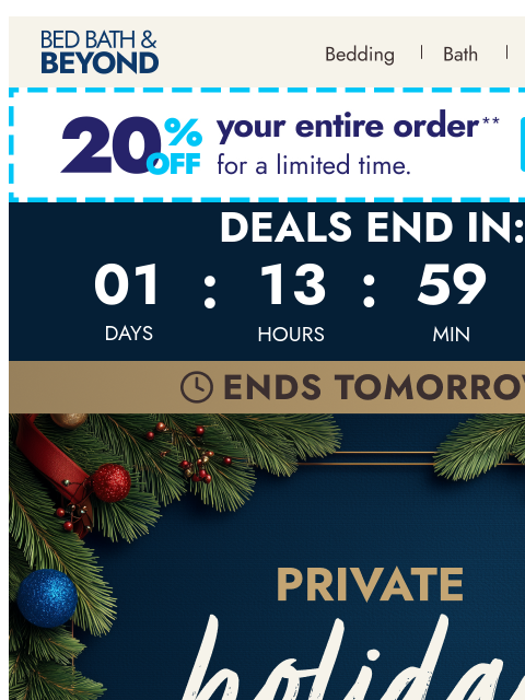 bedbathandbeyond newsletter: Ends tomorrow: Up to 50% off top picks ⏰