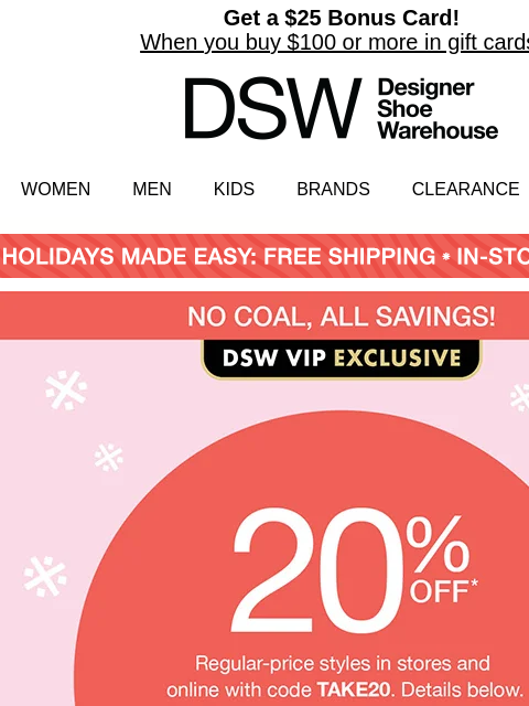 dsw newsletter: FINAL HOURS: 20% OFF!