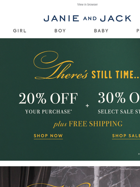 janieandjack newsletter: Last day for free shipping & 20% off