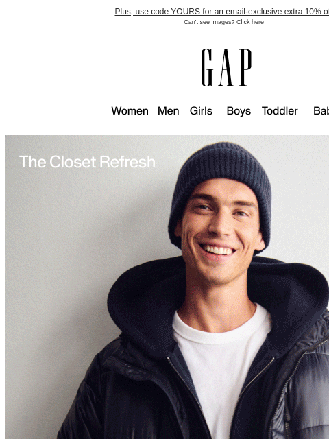gap newsletter: 50% off your purchase ends soon
