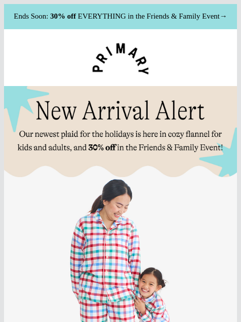 primary newsletter: 🍬 Meet NEW Peppermint Plaid flannel PJs 🍬