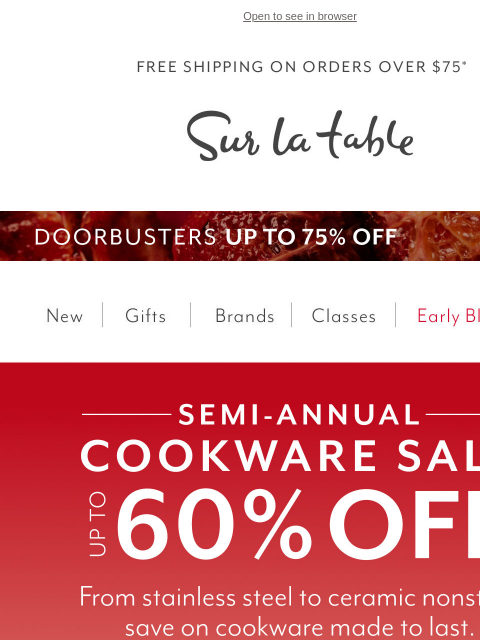 surlatable newsletter: Sauté, Simmer & Save: Up to 60% Off Cookware