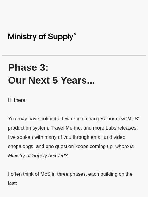 ministryofsupply newsletter: Phase 3 Loading...