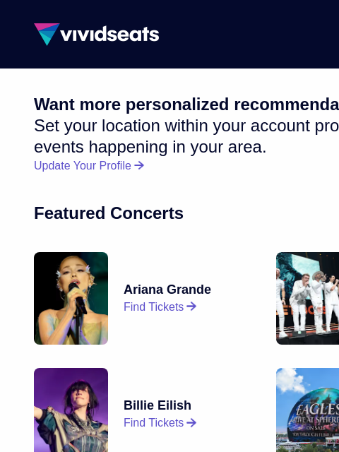 vividseats newsletter: Your National Ticket Update
