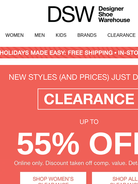 dsw newsletter: ICYMI: up to 55% off!