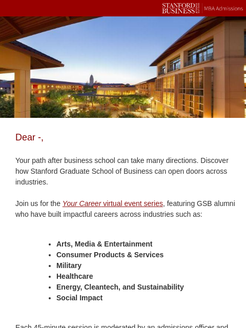 stanford newsletter: Explore Your Career Path with Stanford GSB