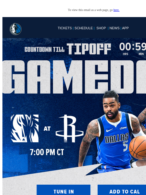 mavsmail newsletter: Mavs at Rockets | Tune In: KFAA-29 & MavsTV