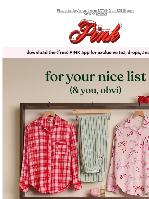 vspink newsletter: Wrapped & Ready PJs 🎁