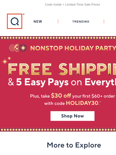 qvcemail newsletter: $30 Off Your First $60 Order