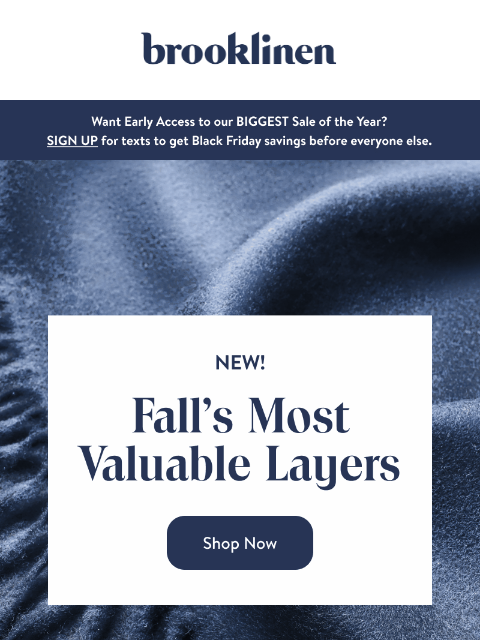 brooklinen newsletter: Shop NEW layers for Fall!