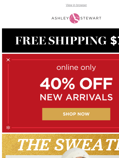 ashleystewart newsletter: New sweaters? YES, PLEASE! (and 40% off!)