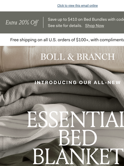 Save an extra 20% on top bundles Click to view this email online Extra 20% OFF Save up to $410 on Bed Bundles with code BUNDLE20 See site for details. Shop Now Free shipping on all US orders of $100+,