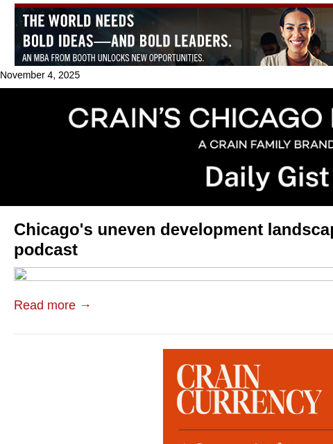 crainalerts newsletter: Chicago's uneven development landscape: Crain's Da...