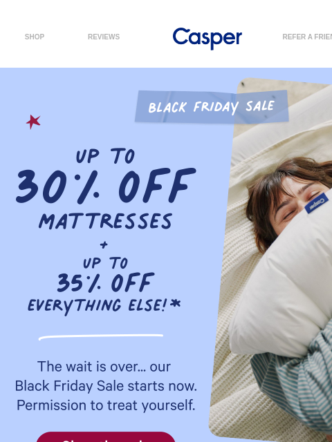 casper newsletter: Up to 35% off everything.