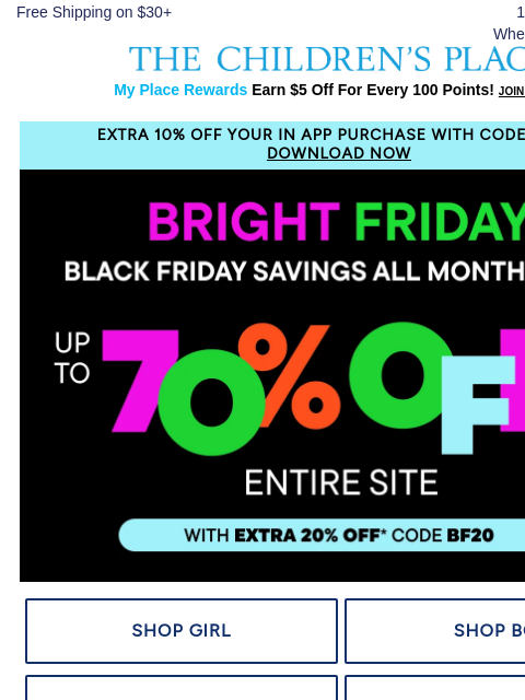 childrensplace newsletter: LAST DAY: Up to 70% Off ENTIRE SITE>>>