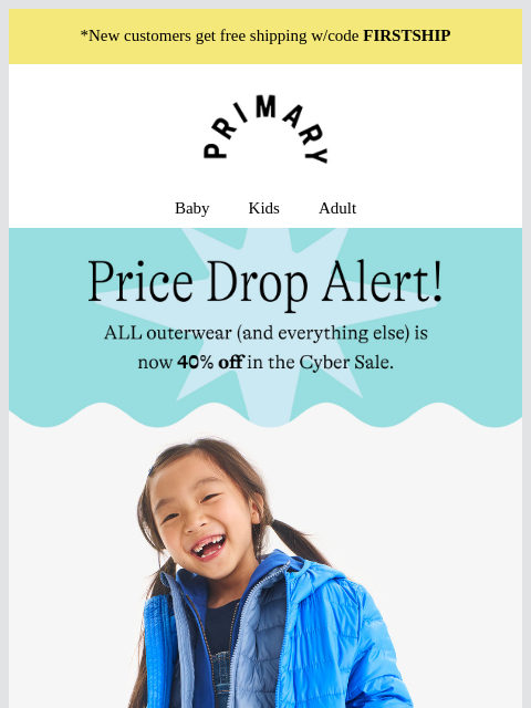 primary newsletter: Price drop! Under $40 Lightweight Puffers + 40% Of...