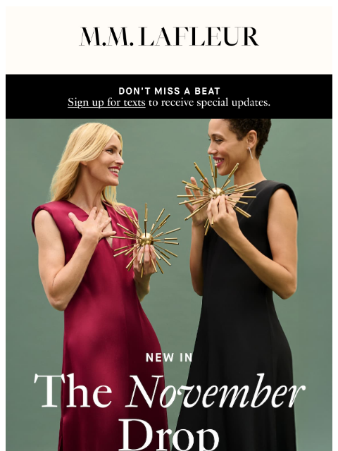 mmlafleur newsletter: THE NOVEMBER DROP: Feat. 15 new styles & colors.