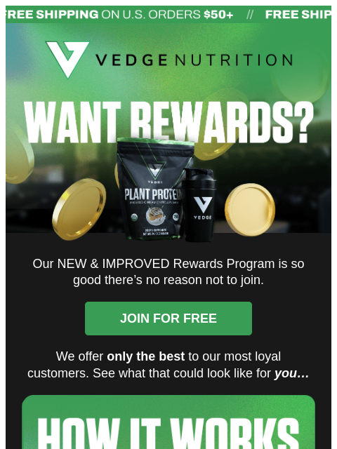 vedgenutrition newsletter: Come get rewards for FREE!