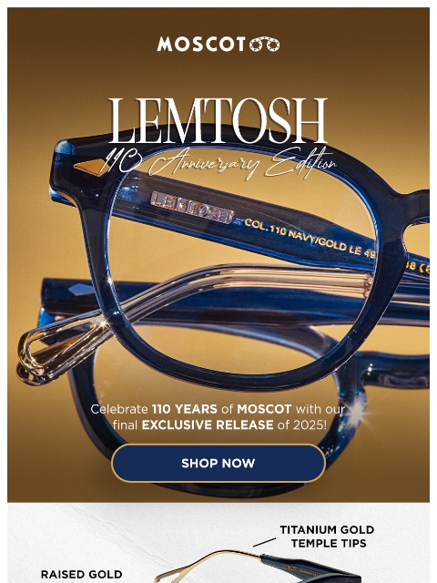 moscot newsletter: The NEW Luxury LEMTOSH in Navy/Gold