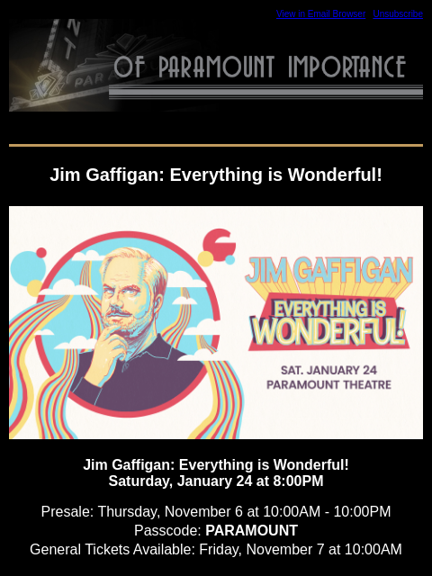 kroenkeentertainment newsletter: Presales Start This Week!