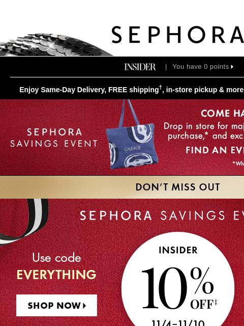 sephora newsletter: 10% off our most-searched beauty🛍️