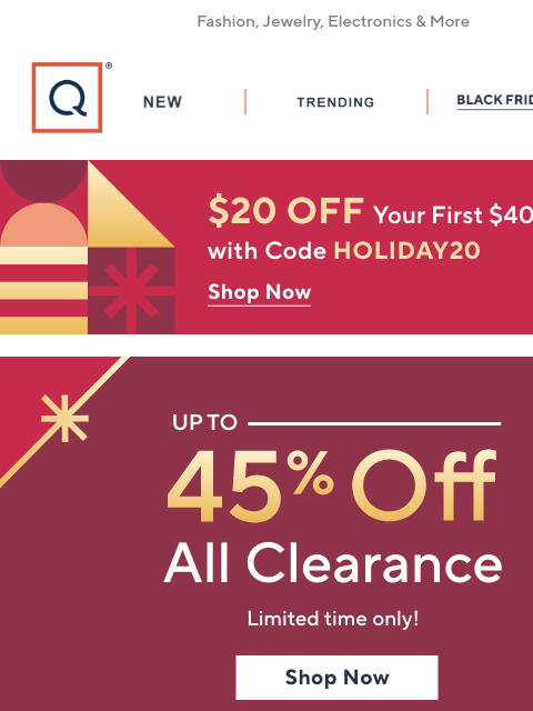 qvcemail newsletter: Clearance Sale: Up to 45% Off!