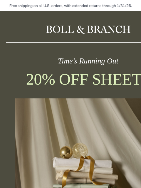 bollandbranch newsletter: 20% off sheets is ending…