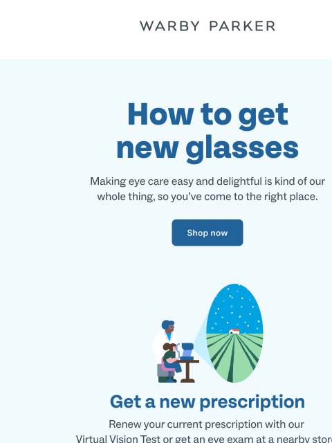 warbyparker newsletter: The easiest path to new glasses
