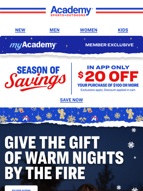 academy newsletter: Last Day! Get $20 Off a $100+ In-App Purchase