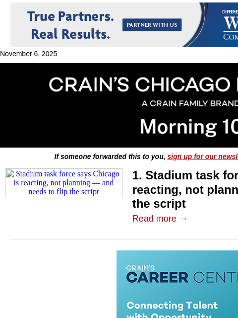 crainalerts newsletter: A call to action on stadium deals