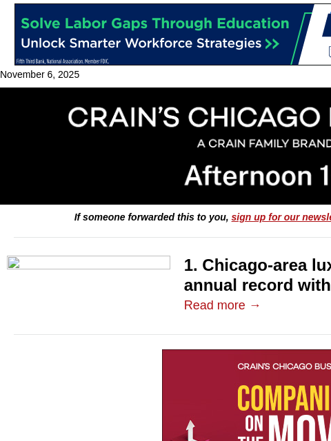 crainalerts newsletter: High-end home sales hit new record