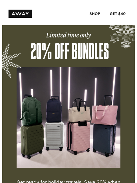 awaytravel newsletter: Build your bundle and save 20%