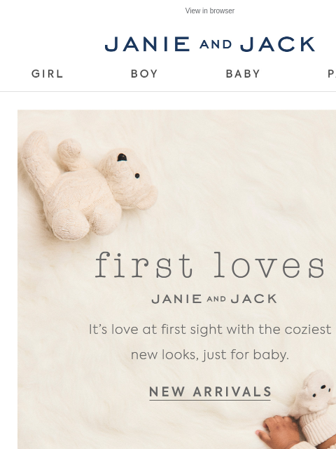 janieandjack newsletter: Just arrived: a cozy collection for baby