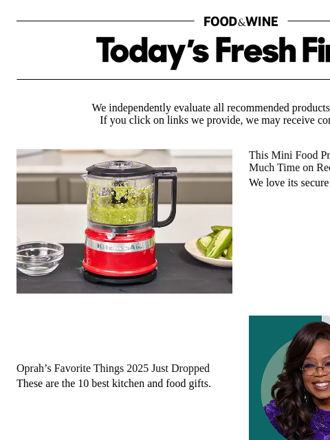 foodandwine newsletter: Oprah's Favorite Things 2025 Just Dropped