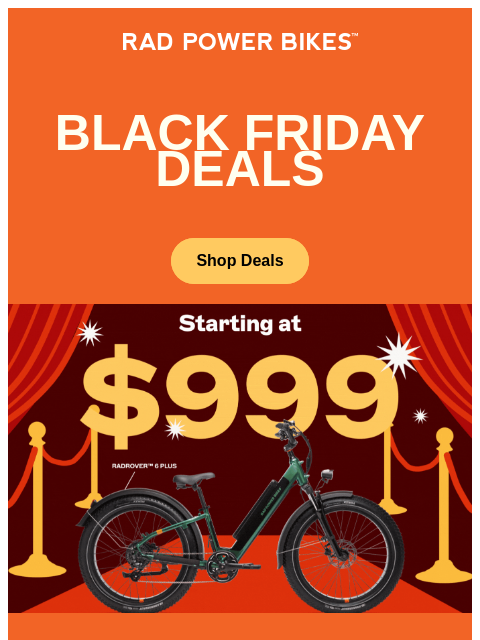 radpowerbikes newsletter: Black Friday Deals ⚡ Start at $999