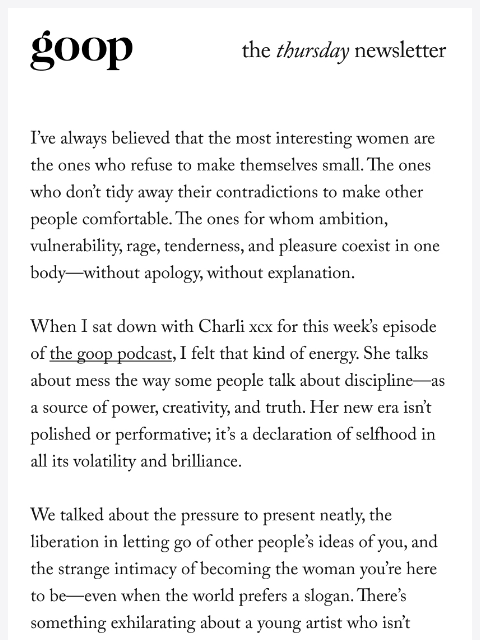 goop newsletter: the Thursday newsletter