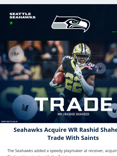 seahawksemail newsletter: Welcome to Seattle, Rashid Shaheed