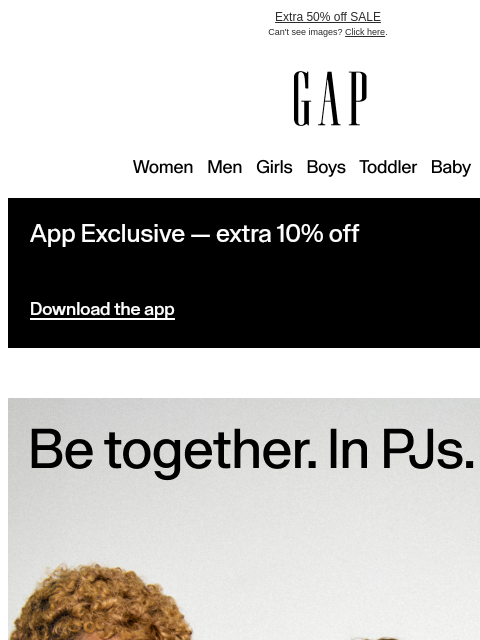 gap newsletter: Matching PJs moment