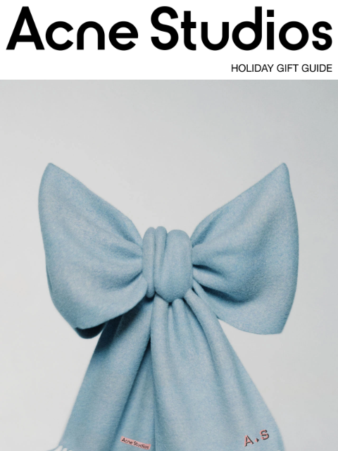 Acne Studios presents a hand-picked selection of garments and accessories for the holiday season. Available on acnestudios.com and in stores. image image image GIFTS FOR HER GIFTS FOR HIM Introducing