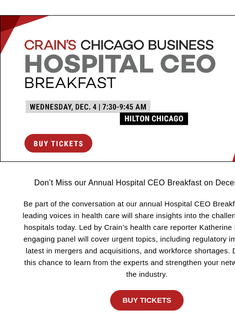 Join us on December 4 for Hospital CEO Breakfast ‌ ‌ ‌ ‌ ‌ ‌ ‌ ‌ ‌ ‌ ‌ ‌ ‌ ‌ ‌ ‌ ‌ ‌ ‌ ‌ ‌ ‌ ‌ ‌ ‌ ‌ ‌ ‌ ‌ ‌ ‌ ‌ ‌ ‌ ‌ ‌ ‌ ‌ ‌ ‌ ‌ ‌ ‌ ‌ ‌ ‌ ‌ ‌ ‌ ‌ ‌ ‌ ‌ ‌ ‌ ‌ ‌ ‌ ‌ ‌ ‌ ‌ ‌ ‌ ‌ ‌ ‌ ‌ ‌ ‌ ‌ ‌ ‌ ‌ ‌ ‌